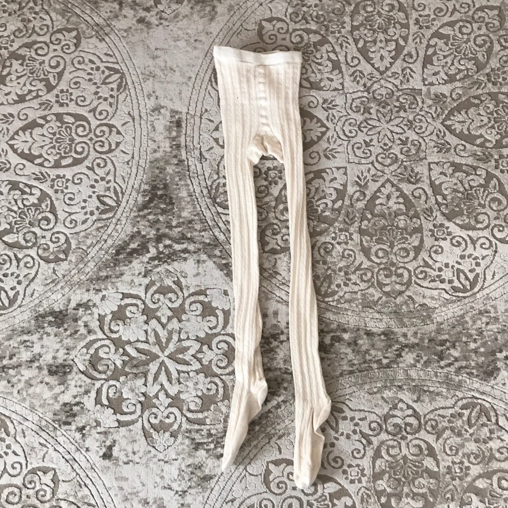 Hanna Andersson cream white girls tights leggings